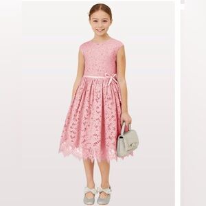 Girls Pink Lace Party Dress | size 9 | Wedding